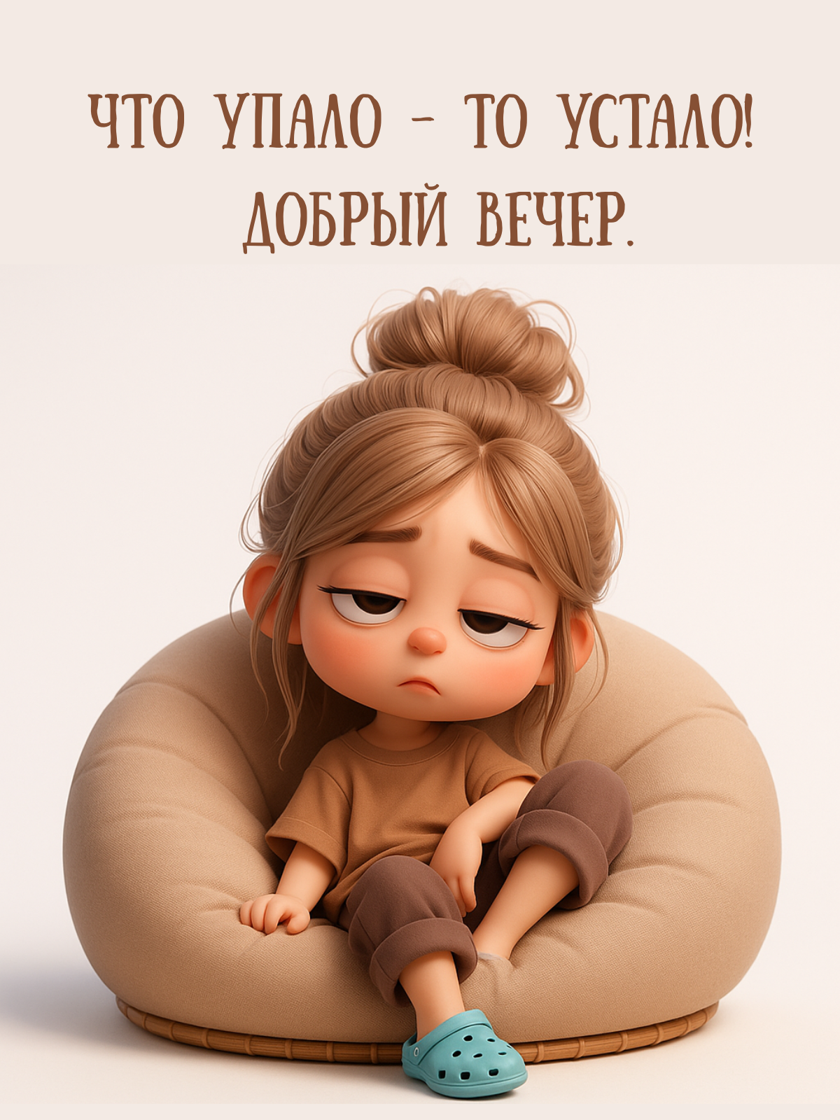 Что упало — то устало. Добрый вечер  Милый арт девочки в стиле 3D