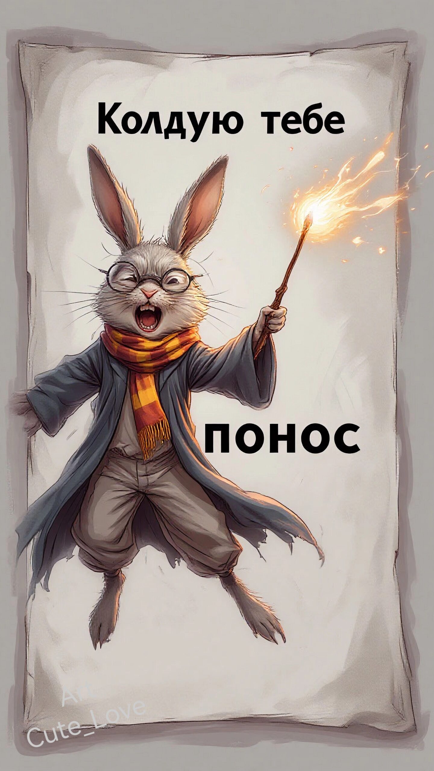 Забавная открытка. Колдую тебе понос.