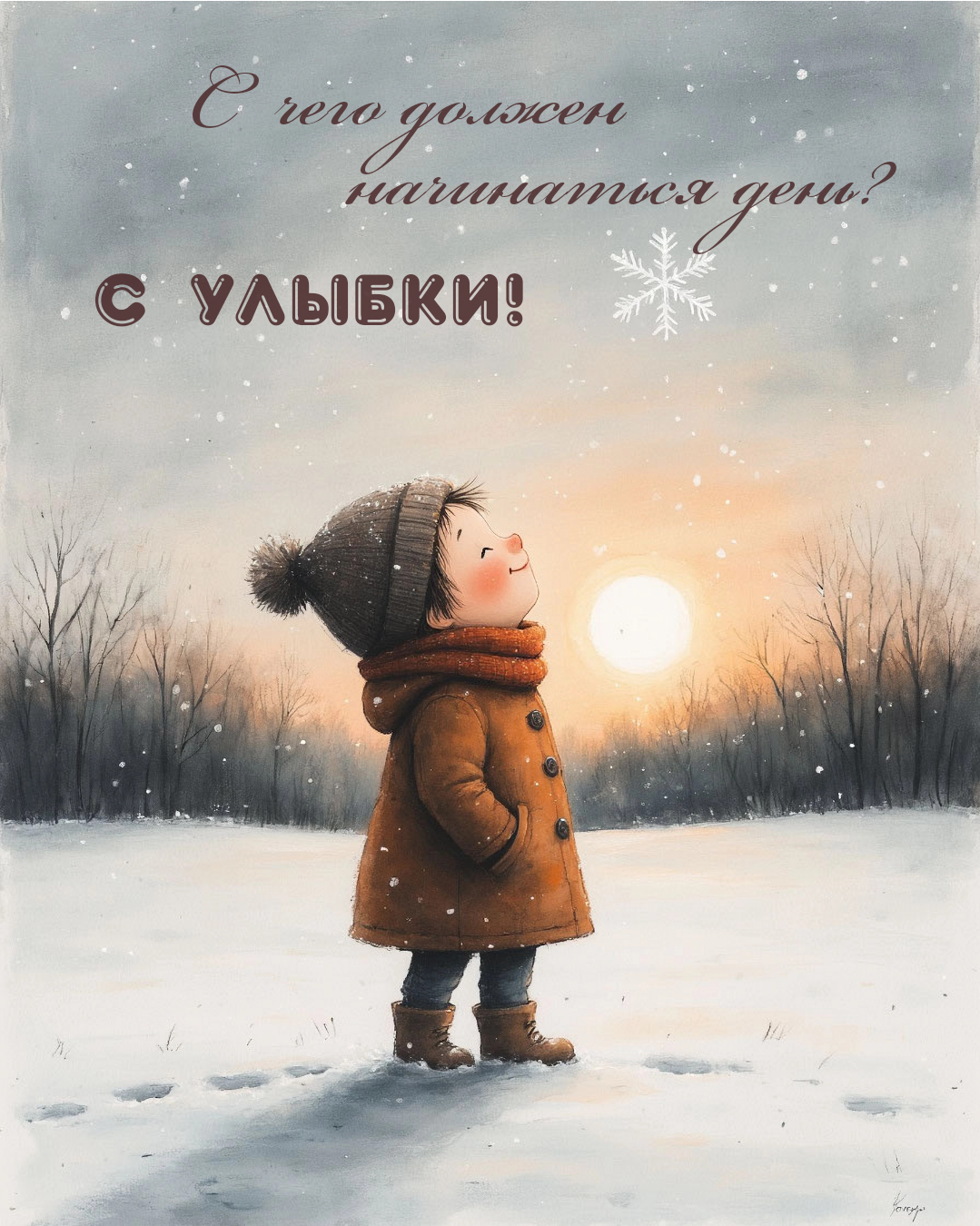 День должен начинаться с улыбки 🙏 Открытка 🪄 Картинка 🖼️