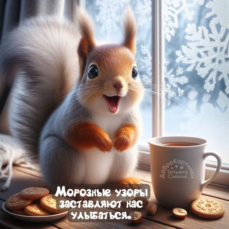 Белочка и морозные узоры