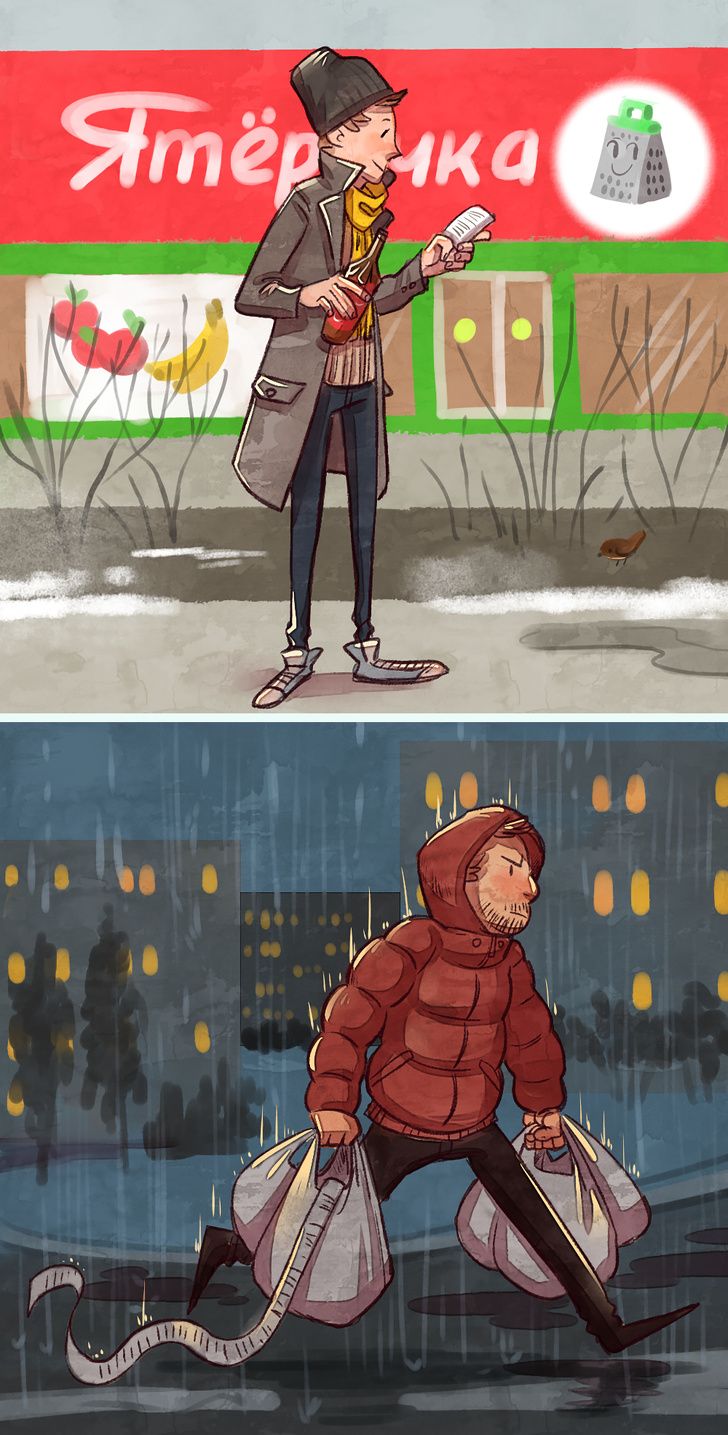 15 иллюстраций о том, как выглядит жизнь до и после свадьбы