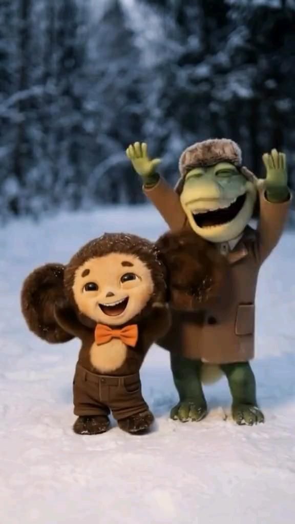 Чебурашка и Крокодил Гена танцуют тренд