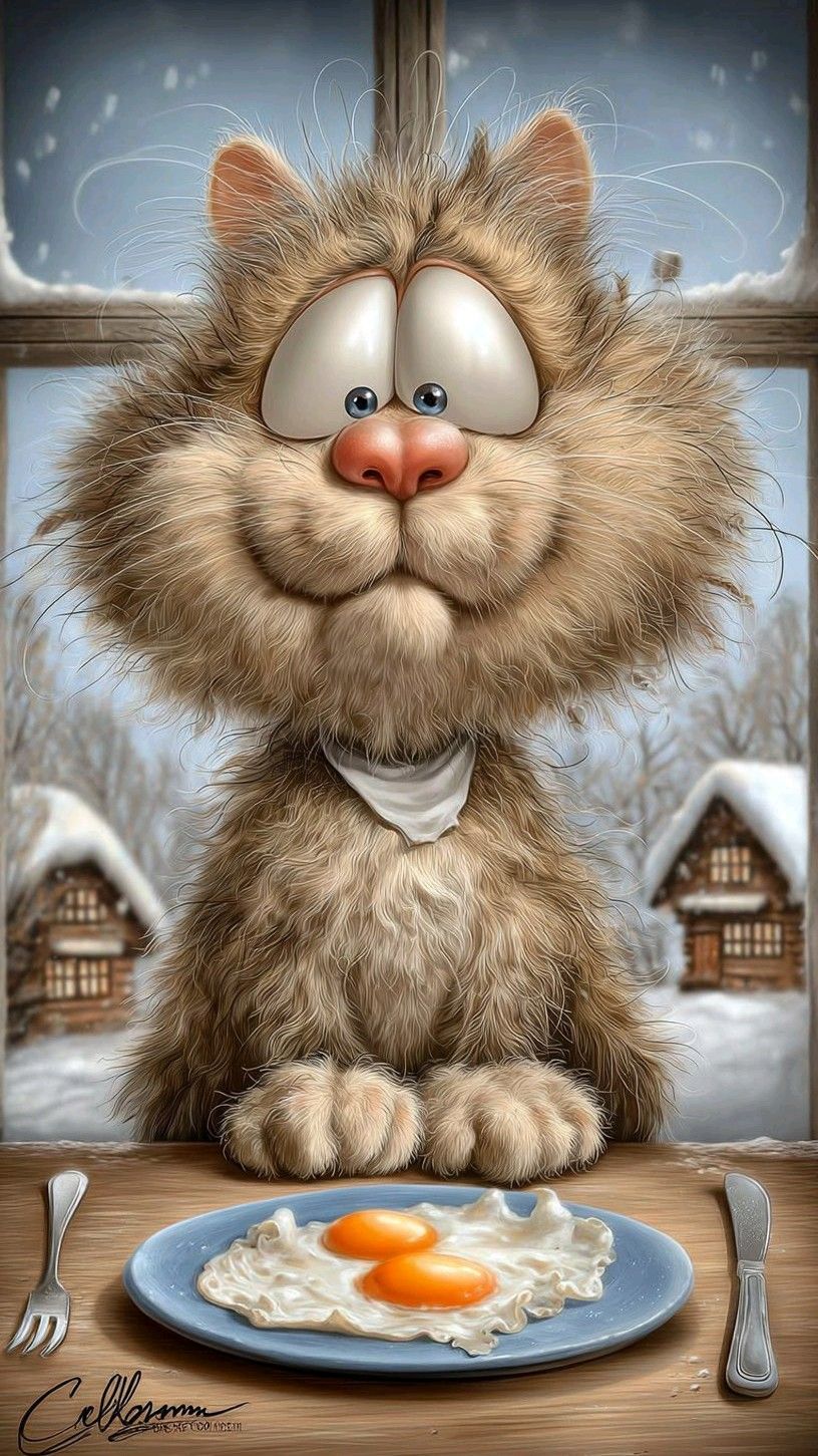 Котик и завтрак