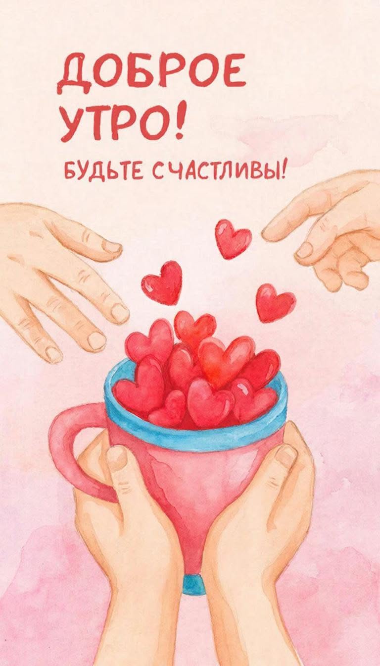 Доброе утро. С добрым утром. Доброго утра. Пожелание счастья. Открытка