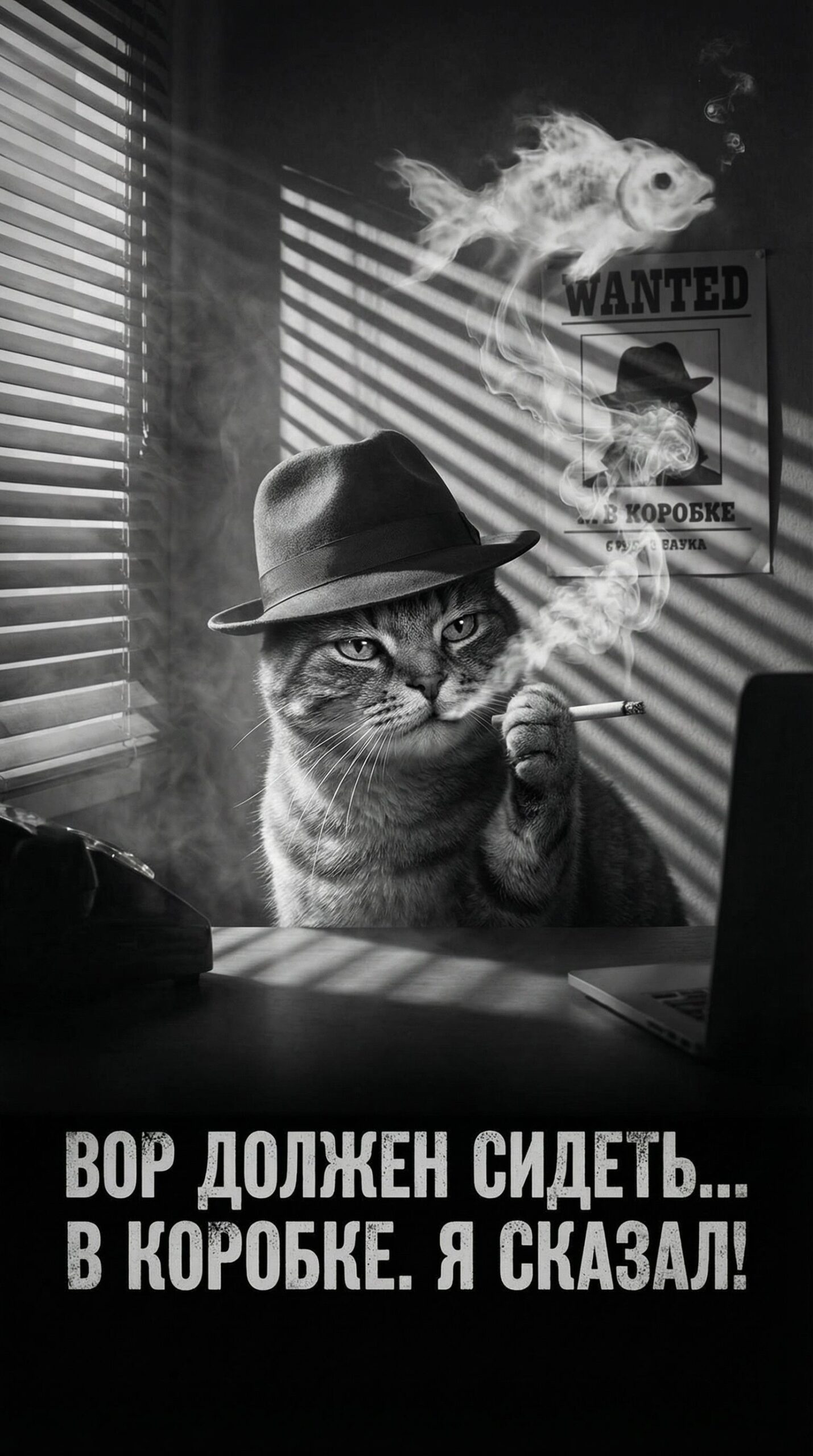 Улыбнись: Кот-детектив в шляпе и сигарете — лучший мем!