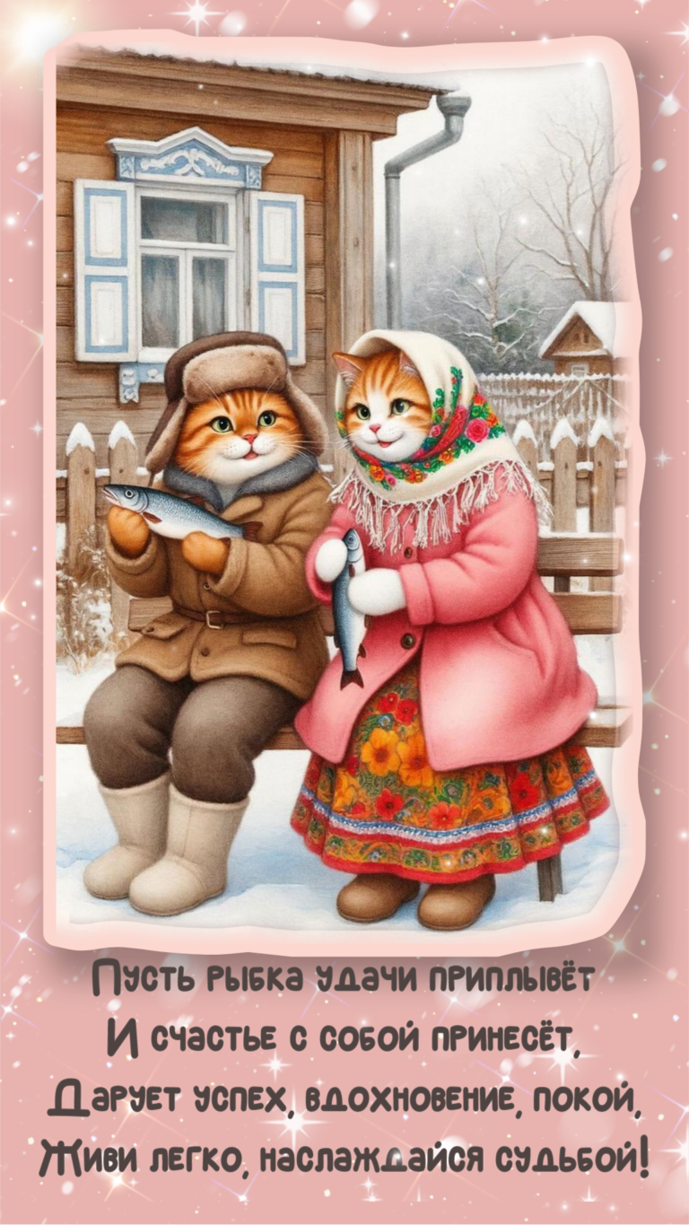 зима,котики, хорошего настроения