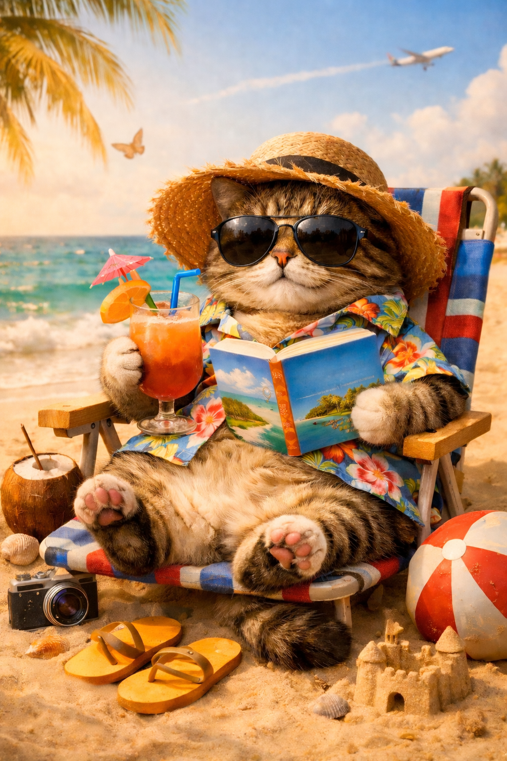 Кот на отдыхе: идеальный отпуск 🐱🌴