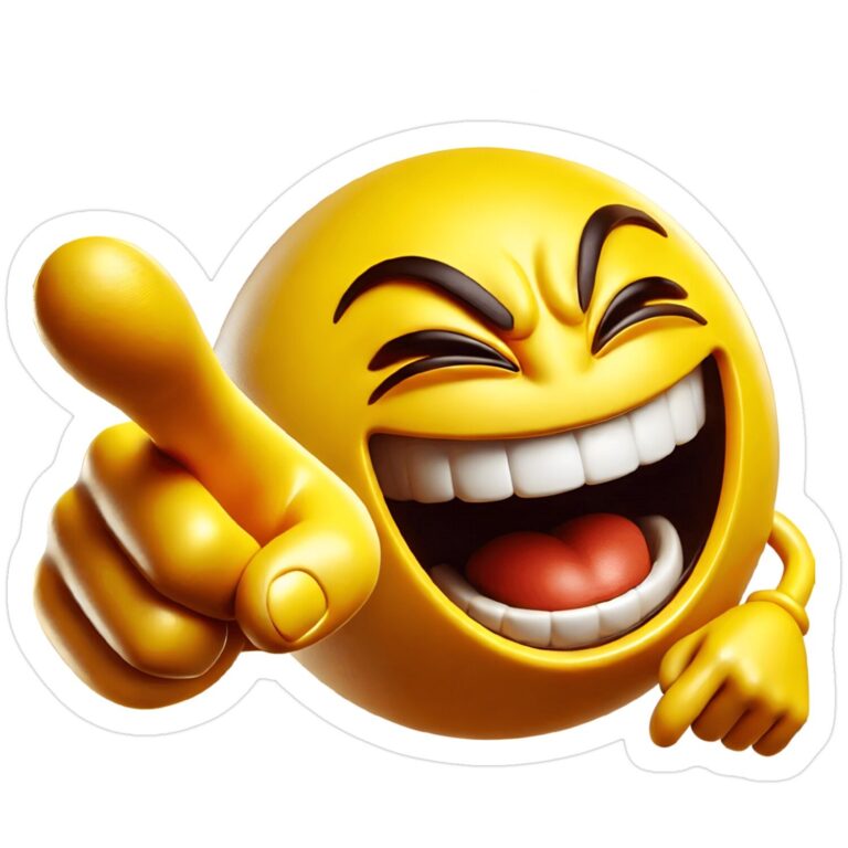 Pointing And Laughing Emoticon – Mocking Ridiculing Someone Or Something Sticker