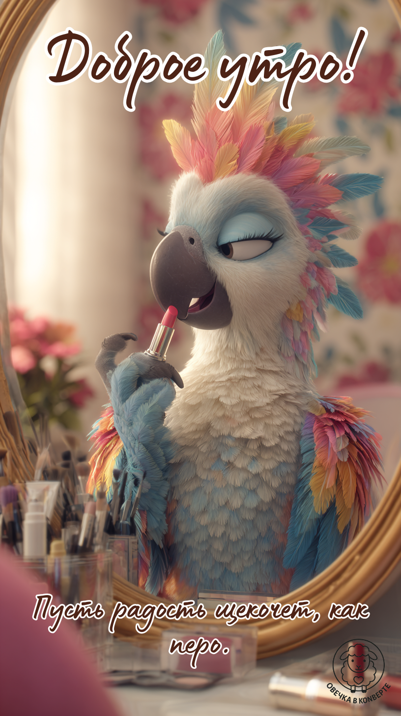 Доброе утро — попугай с помадой