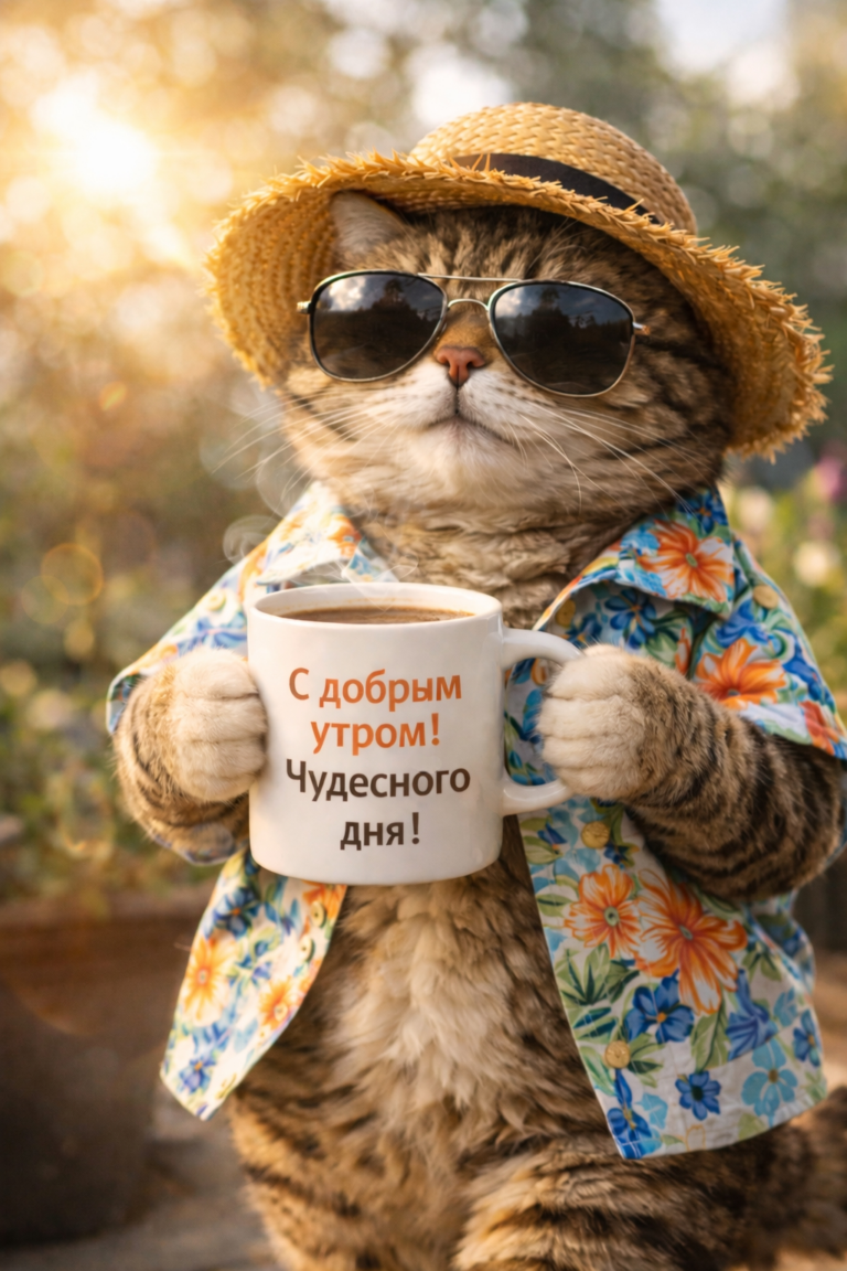 Кот с добрым утром! Чудесного дня☀️😸