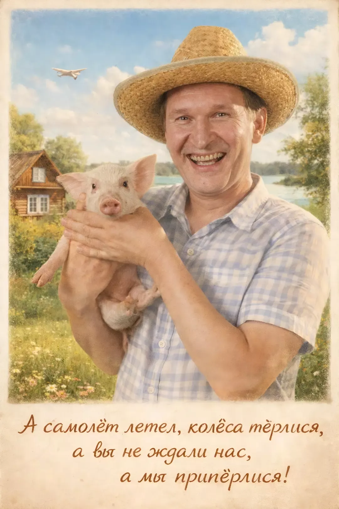 а самолёт летел , колеса терлися, а не ждали нас, а мы приперлися!