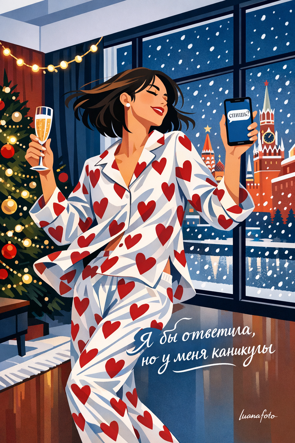 Женская новогодняя открытка