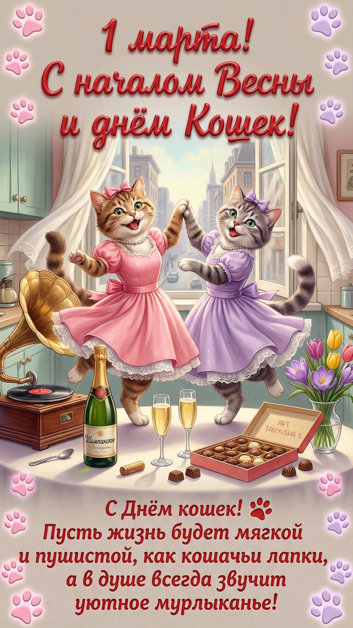 1 МАРТА! С НАЧАЛОМ ВЕСНЫ И С ДНЁМ КОШЕК!🌷🐈‍⬛😽