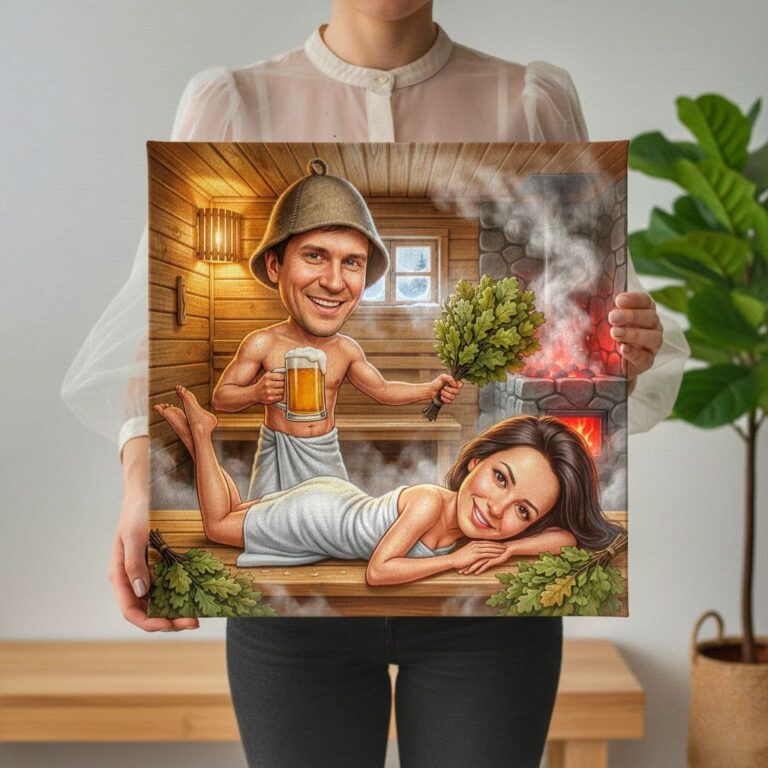 Шарж для пары в бане